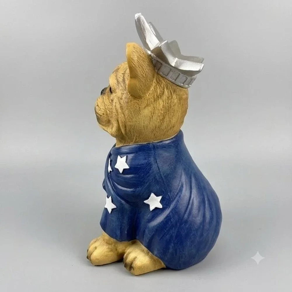 Patriotic French Bulldog Statue of Liberty Figurine Decor